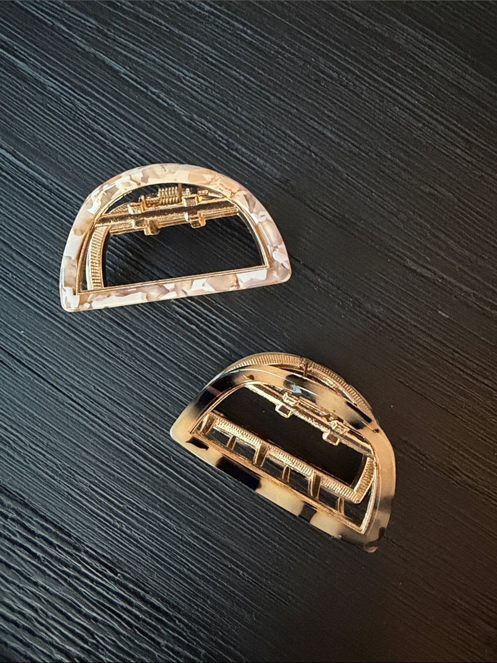 Neutral Tortoiseshell and Ivory/Pink Hair Claw Clips - Set of 2